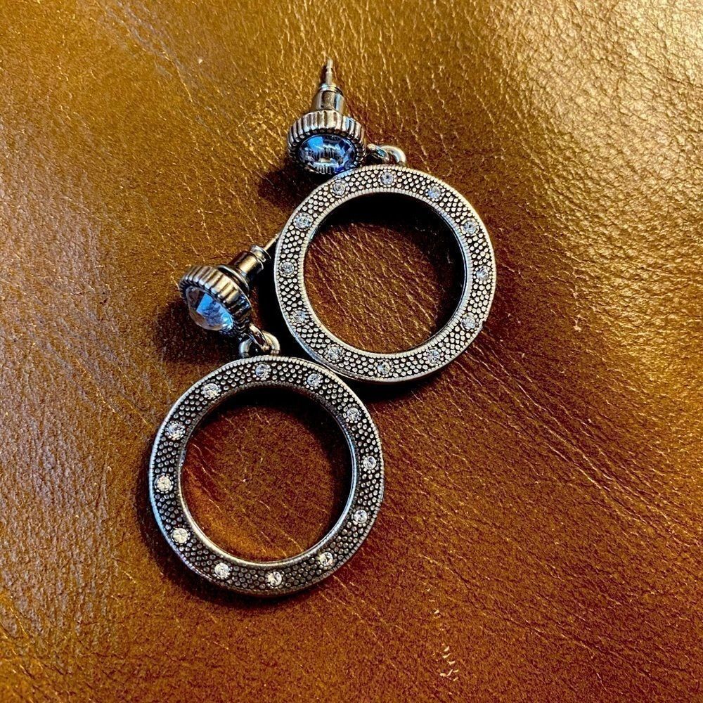 Brighton retired silver and crystal hoop earrings‎